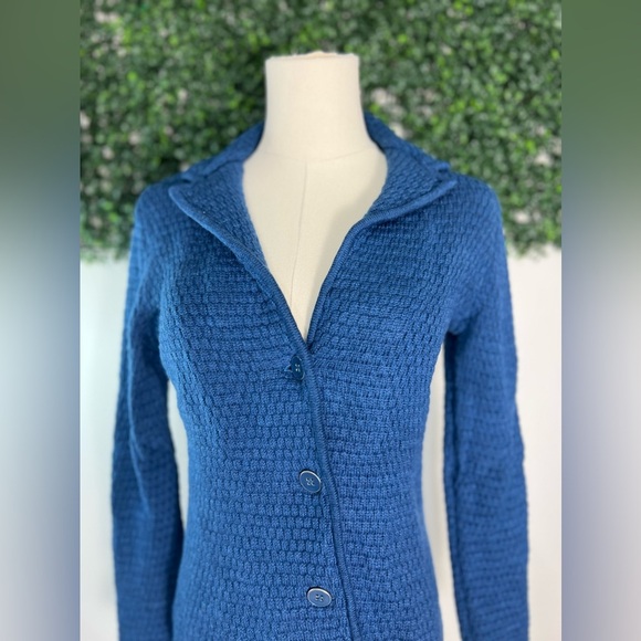 Talbots Sweater Blazer Women's Medium Blue Wool Knit Medium - Picture 3 of 11